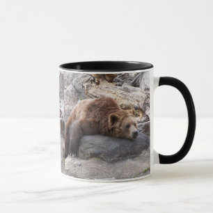 Grizzly Bear Resting On Rock Mug