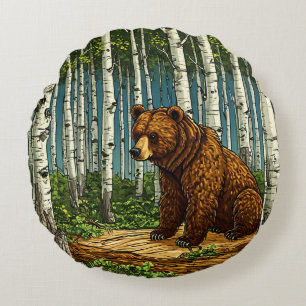 Grizzly Bear Round Cushion
