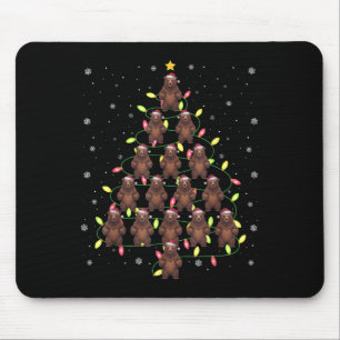 Grizzly Bear Santa Christmas Tree Lights Ugly Swea Mouse Pad