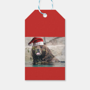 Grizzly Bear Santa Claus Gift Tags