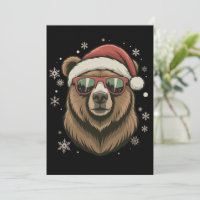Grizzly Bear Santa Hat Funny Cute Animal Lover 
