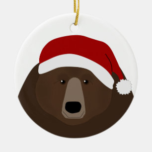 Grizzly Bear Santa Ornament