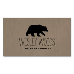 Grizzly Bear Silhouette Magnetic Business Card