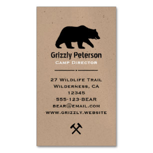 Grizzly Bear Silhouette Magnetic Business Card