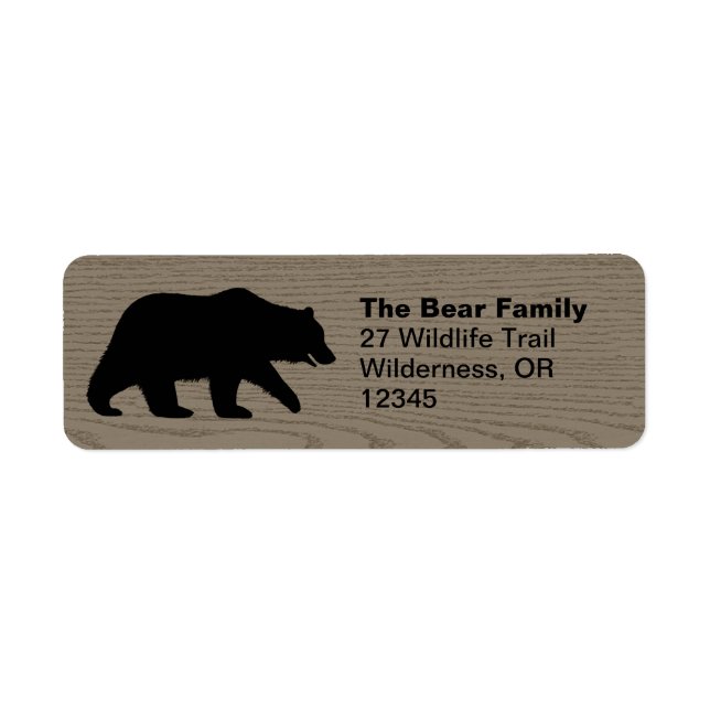 Grizzly Bear Silhouette Return Address Labels (Front)