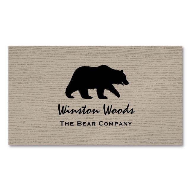 Grizzly Bear Silhouette Simple Wildlife Graphic Magnetic Business Card (Front)