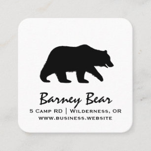 Grizzly Bear Silhouette Square Business Card