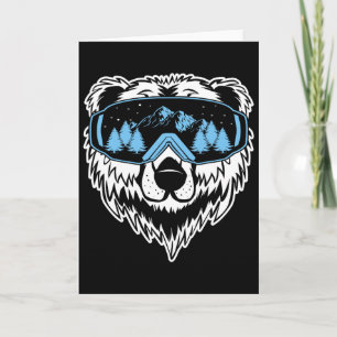 Grizzly Bear Snowboard Goggles Skiing Snow Winter Card