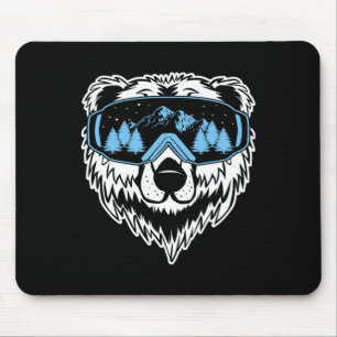 Grizzly Bear Snowboard Goggles Skiing Snow Winter Mouse Pad