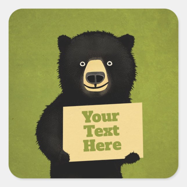 Grizzly Bear Square Sticker (Front)