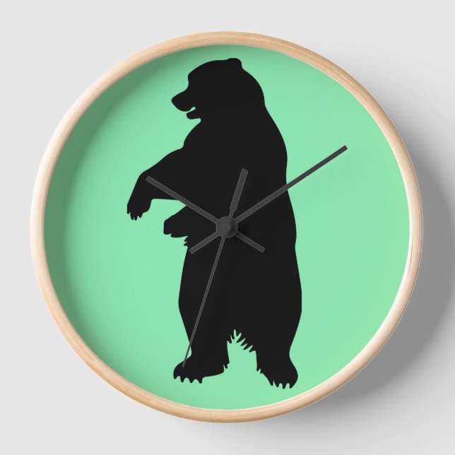 GRIZZLY BEAR STANDING BEAR RUSTIC Wall Clock (Front)