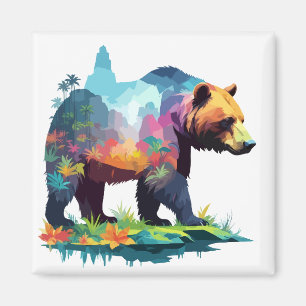 Grizzly Bear Vector Art Animal Majestic Nature  Magnet