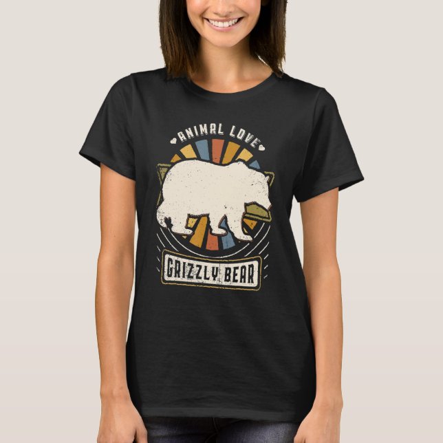 Grizzly Bear Vintage Classic Retro Animal T-Shirt (Front)