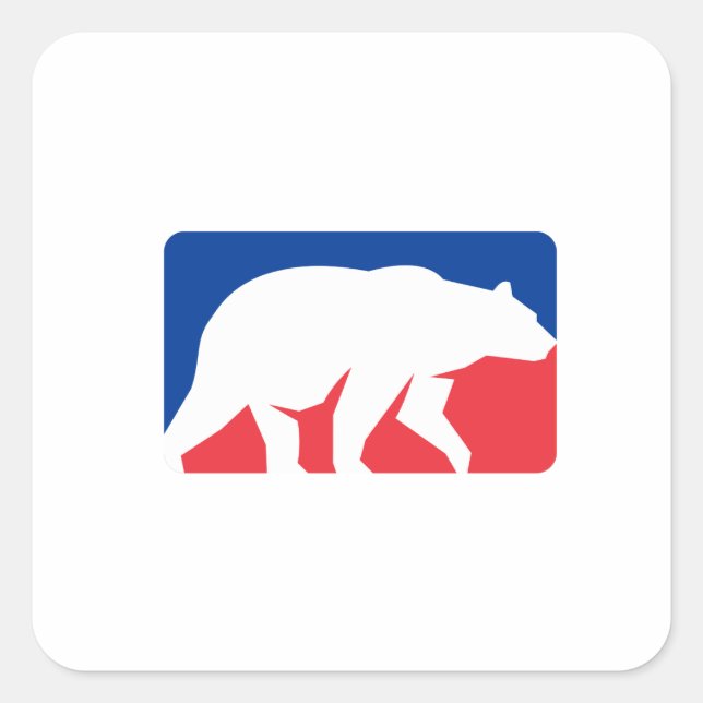 Grizzly Bear Walking Silhouette Rectangle Retro Square Sticker (Front)