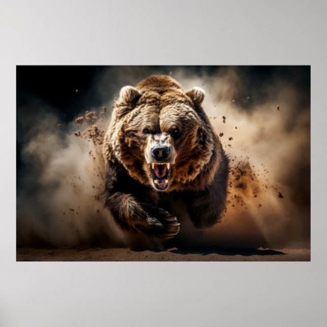 Grizzly Bear Wild Animal Portrait Fierce Power Poster (Front)