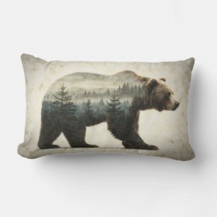 Grizzly Bear Wilderness Art Lumbar Cushion