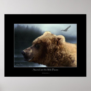 GRIZZLY BEAR Wilderness Art Poster