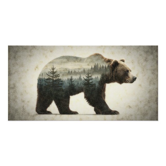 Grizzly Bear Wilderness Art Poster (Front)