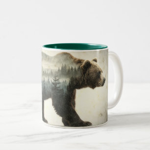 Grizzly Bear Wilderness Art Two-Tone Coffee Mug