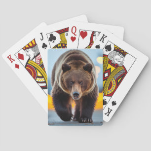 Grizzly Bear Wildlife Animal On Street Playing Cards