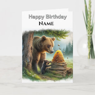 Grizzly Bear Wildlife Personalized  Birthday  Card