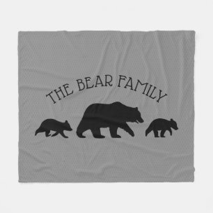 Grizzly Bear with Cubs Silhouettes Custom Text Fleece Blanket