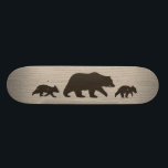 Grizzly Bear with Cubs Silhouettes Skateboard<br><div class="desc"></div>