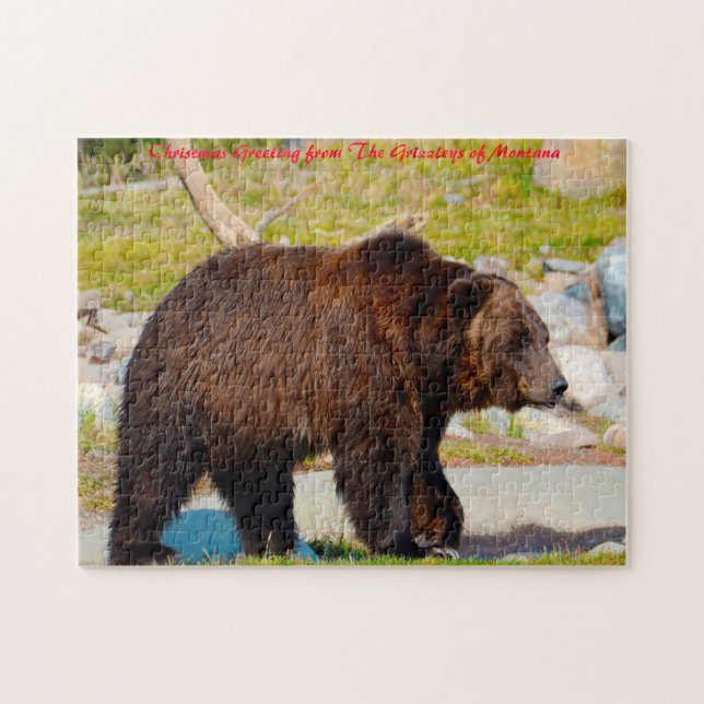 Grizzly Bears Montana. Christmas Greeting Jigsaw Puzzle (Horizontal)