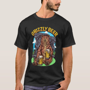 Grizzly Beer  Bear Drinking Beers Weekend Camping  T-Shirt