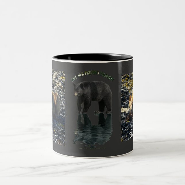 GRIZZLY & BLACK BEAR ART Two-Tone COFFEE MUG (Center)