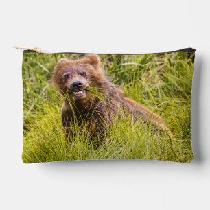 Grizzly cub grazing, Alaska Accessory Pouch