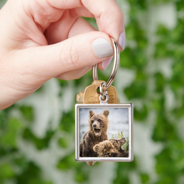 Grizzly Cubs Looking For Their Mum Key Ring (Hand)