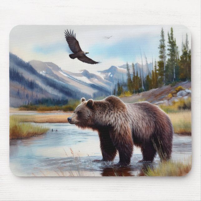 Grizzly Eagle Wildlife Mousepad (Front)