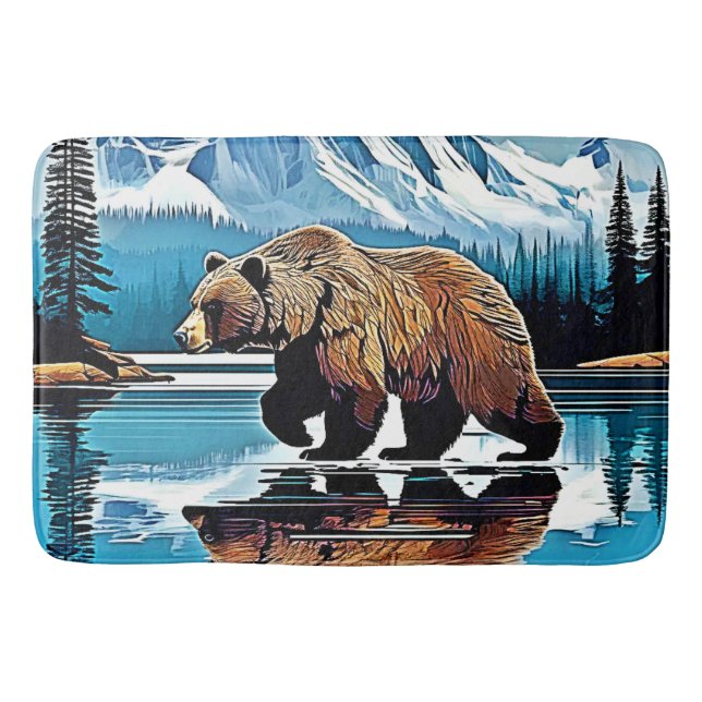 Grizzly Lake Mountain View Bath Mat (Front)