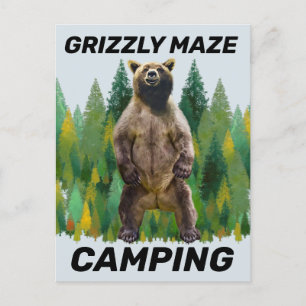 GRIZZLY MAZE BEAR CAMPING POSTCARDS