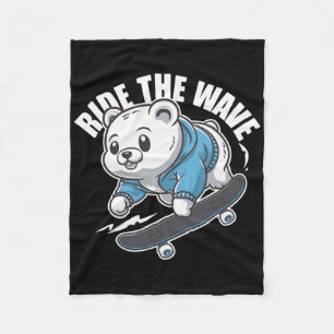 Grizzly Skater - Skateboard Skateboarder Skateboar Fleece Blanket