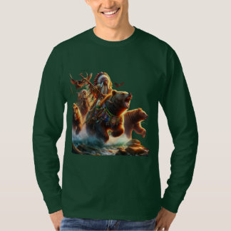 GrizzlyChief Riding Grizzly Bear  T-Shirt