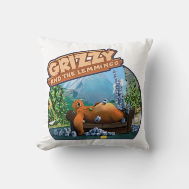 grizzy and lemming  cushion (Front)
