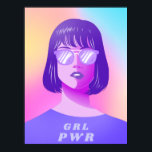 GRL Power Typography & Girl Feminist Purple Hair   Poster<br><div class="desc">This cool poster featuring girl with purple hair illustration & GRL PWR typography would make an amazing gift for modern feminist! Easily change the text by clicking on the "personalise this template" option.</div>