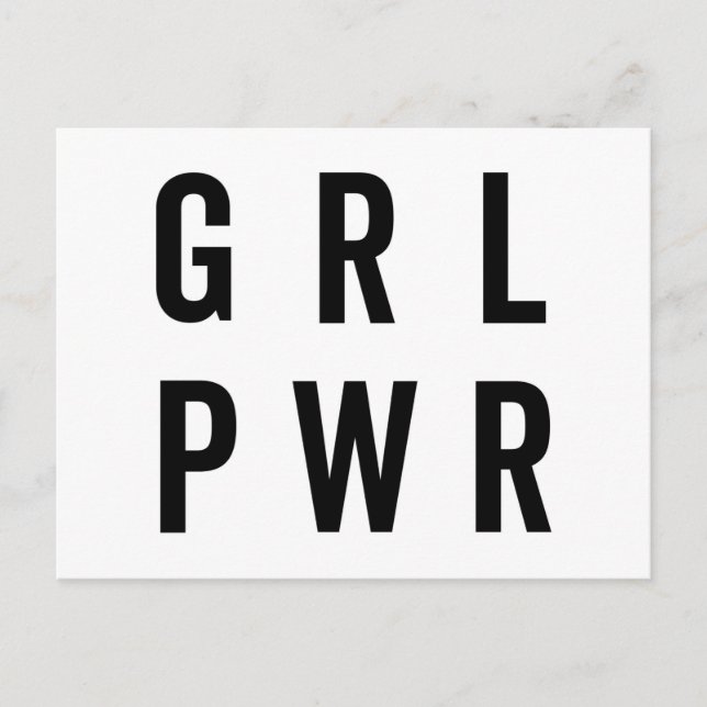 GRL PWR / Girl Power Feminist Quote Postcard (Front)