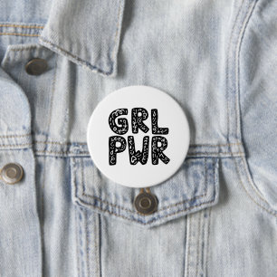 GRL PWR Girl Power Typography Art 7.5 Cm Round Badge
