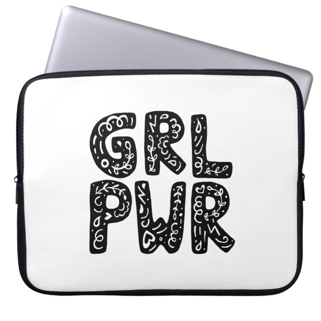 GRL PWR Girl Power Typography Art Laptop Sleeve (Front)