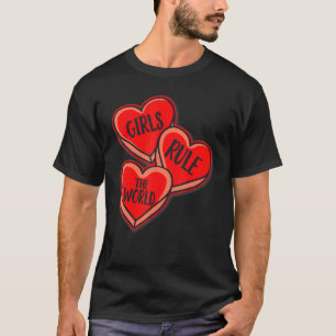 Grl Pwr Girl Rule The World Hearts Feminist Womens T-Shirt