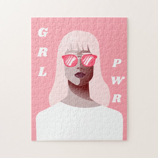 GRL PWR Modern Feminist Illustration Girl Power Jigsaw Puzzle (Vertical)