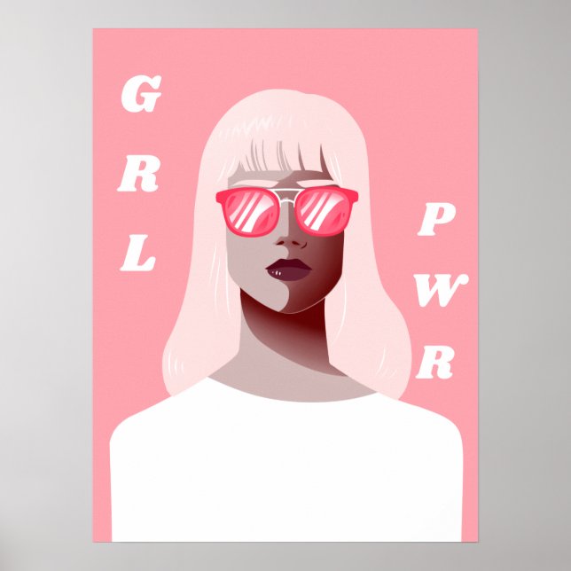 GRL PWR Modern Feminist Illustration Girl Power  Poster (Front)
