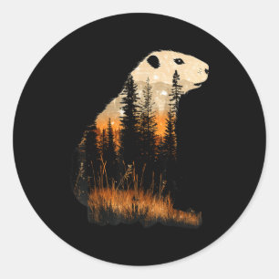 Grlands, Forest Edges Groundhog Classic Round Sticker