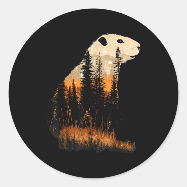 Grlands, Forest Edges Groundhog  Classic Round Sticker (Front)