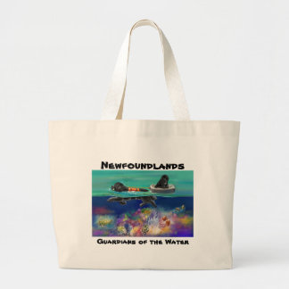GRNC Water Test black newf Large Tote Bag