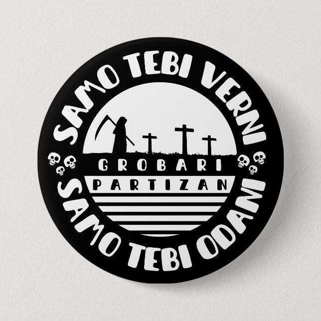 Grobari Partizan Crno Beli  7.5 Cm Round Badge (Front)