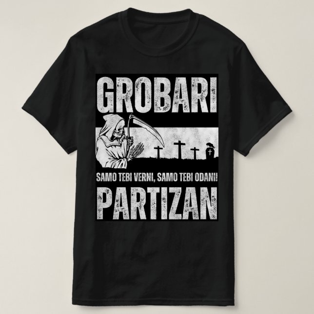 Grobari Partizan Crno Beli  T-Shirt (Design Front)